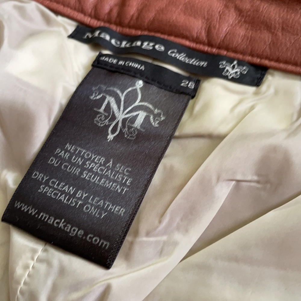 Mackage Manuel sz 28 lamb leather brick colour shorts - Picture 11 of 14